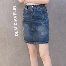 온스타일러 스링 데미지 미니 데님스커트