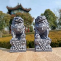 돌사자 미니 해태 조경 동상 중국풍 사자상 세트 테이블 정원 장식품 인테리어, 10. 높이20 길이10 너비8 기울어