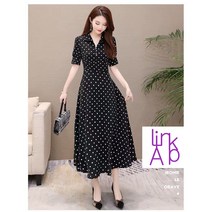 링크어패럴 도트롱패턴 여성 롱 원피스