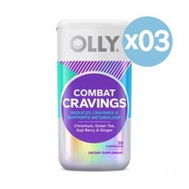 OLLY 올리 컴배트 크레이빙스 캡슐 메타볼리즘 서포트 30개입 3패 Combat Cravings Capsules Metabolism Support Supplement