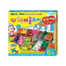 아모스 탱탱 아이클레이 과일야채가게 6색 18g 가게모형 포함 점토놀이, 10개
