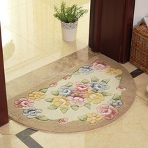 반달 반원 러그 플라워 심플 카페트 소형 화장실 둥근 발매트 욕실 현관, 카멜 로즈_60 x 90cm 반원
