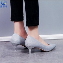 셀럽당 골드 힐 여성 캣츠 굽 드레스 실버 반짝이 파티 크리스털 단화