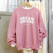 이힝 크리미 프린팅 루즈핏 레터링 맨투맨