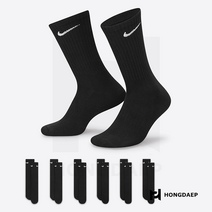 나이키 양말 에브리데이 쿠션 크루 삭스 6팩 (010), 블랙