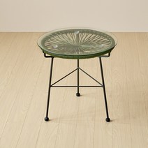 코드테이블 야외 아웃도어 원형 아카풀코 라탄, 딥그린