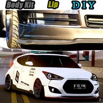 현대 Veloster 용 자동차 범퍼 립 프론트 스포일러 스커트 디플렉터 2011 ~ 2020 Tune Car Modified Body Kit VIP Hella Flush, 보여진 바와 같이, 1개