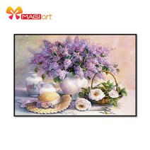 크로스 스티치 키트 자수 바느질 세트 11CT 수용성 캔버스 패턴 14CT 꽃 스타일의 꽃 LavenderNCMF213, 04 78x55cm silk Full, 01 14CT unprinted, 78x55cm cotton Full+11CT print