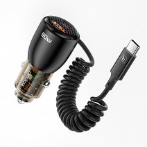Toocki 110W PD3.0+QC3.0+Type-C 3 in 1 제2대 반투명 초고속 차량용 충전기, 블랙