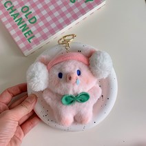 걸스코코 부들부들귀마개 인형키링 가방 에어팟 버즈 자동차키홀더 열쇠고리, 돼지, 1개
