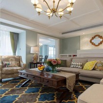 불루초대형카페트 멜로즈 지중해빛 거실 극세사 러그 패드 특대형 카펫트 250 350