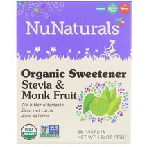 누내추럴스 스테비아 몽크프룻 감미료 35팩 35g NuNaturals Organic Sweetener Stevia and Monk Fruit