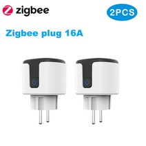 Tuya 스마트 지그비 플러그 16A20A EU 콘센트 3680W 전력계 Alexa 및 허브와 호환 가능, 12 zigbee plug 2pcs
