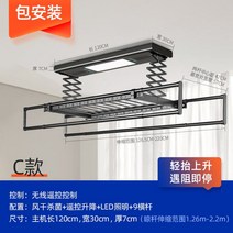 전동 빨래 건조대 베란다 스마트 아파트 천장 천장형 리모컨 전동식 이불 옷걸이, 블랙 + 공기 건조 살균