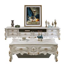 엔틱 바로크 거실장 테레비다이 서랍 수납 테이블, 1.2m 커피 테이블 펄 페인트 조립