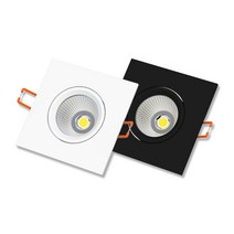신형 포커스 COB MR16 사각 7w 3인치 매입등 다운라이트 회전 각도조절, 블랙바디(전구색)