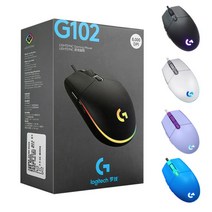 로지텍G G102 2세대 게이밍마우스 컴퓨터 게임용 게임 서든 롤 배그 오버워치 병행, 화이트