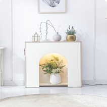 히든가구 클레어 LED 벽난로콘솔 아치형 홈인테리어 집꾸미기 선반장 벽난로 장식장 수납장, 그레이