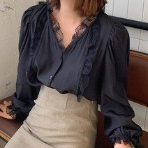 기분좋은날 레이스 브이넥 블라우스(mbl1363) .드레스날다