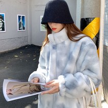FANSYLI 인조밍크코트 여 추동 루즈핏 인조밍크코트 인조퍼 집업 W9S12