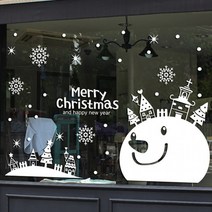 눈에 띄는 카페 유리창 창문 장식 눈사람마을 크리스마스 시트지 스티커 다이소 아이브포카 창문 제작 벽 카드 다꾸 유리 소품 가랜드 인테리어, 상세페이지 참조