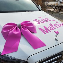 스마일컴퍼니 웨딩카 가전 자동차 선물 장식 인테리어 큐빅 빅리본 왕리본, 큐빅무드리본 아트문구세트 핑크