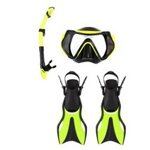 프리 다이빙 마스크 잠수경 성인용 스노클링 세트 김서림 방지 풀 드라이 스노클 오리발 키트 수영, Yellow L+M/L