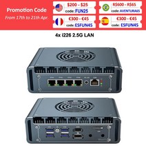 한뼘 컴퓨터 팬리스 미니 PC 알더 레이크 인텔 코어 i7 1265U i5-1235U 펜티엄 골드 8505 4x i226V 2.5G LAN DDR4 pfSense 방화벽 라우터, [01] Pentium Gold 8505, [03] UK, [04] 16GB DDR4 256GB NVMe