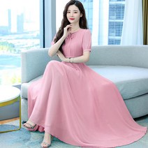 SURBORT 봄신상 무지 빅 사이즈 여성 미디엄 슬림 원피스 비치 빅 스커트녀