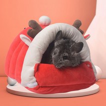 컫붐욱반려동물 귀여운 햄스터 겨울집 핑크 블루 레드 고슴도치 소동물 겨울 따뜻한 하우스 둥지 은신처 햄스터집 꽁헒똴 2uGl0=veB31, 특대형_레드 루돌프