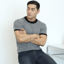 보스트핏 남자 머슬핏 클래식 체크패턴 반팔니트 3color