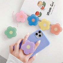 도매팜 1+1 스마트폰이 화사해지는 파스텔 꽃모양 그립톡 휴대폰거치대 폰꾸미기, 1p+1p, 퍼플