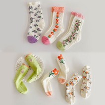 나풀 귀여운 플라워 여아 아동 주니어 양말 삭스 6종 세트