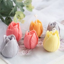 3D 튤립 촛불 금형 수제 DIY 꽃 비누 실리콘 금형 초콜릿 케이크 금형 실리콘 금형 비누 양식 비누 만들기, 02 L 4.6x4.3cm