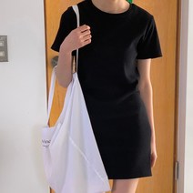 심플 골지 반팔 미니 원피스 4컬러 데일리템