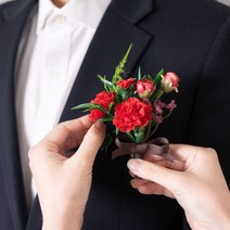 카네이션 코사지 브로치 꽃 선물 어버이날 스승의날 뱃지 조화, 안나카네이션코사지 12cm 레드-7개