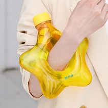 별모양 스타 플라스틱 대용량 휴대용 물병 특이한 물통, 옐로우700ml