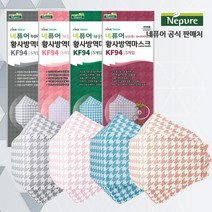 네퓨어 KF94 대형 하운드투스 60매 황사 미세먼지 끈조절 마스크, 하운드투스 60매 핑크, 상세페이지 참조
