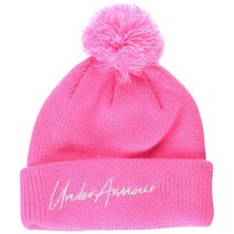 Under Armour 여아용 하프타임 폼폼 비니, One Size, (640) Pink Punk / / White, One Size