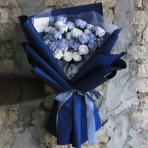 비누꽃 블루 자나장미 50송이 꽃다발, 드라이플라워 카드(＋5천원), 택배배송 (＋3천원)