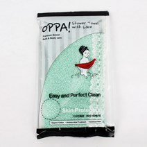 욕실용품 OPPA 프리미엄 각질제거 순면 샤워타올 때타월, 레이스 타올형-민트
