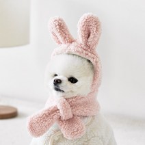 울리 바니 후드 머플러 강아지목도리, L, 핑크