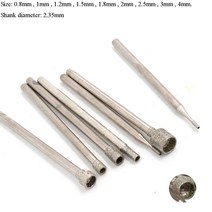 타일기리 임팩 융착코어비트 0.8-4mm 로터리 다이아몬드 버 코어 드릴 비트 10 개 유리 타일용 2.35mm 생, 01 0.8mm