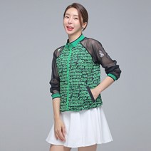 제이투제이 제이투제이 빅사이즈 여성골프웨어 레터링 나염 쿨메쉬 집업자켓 국내생산