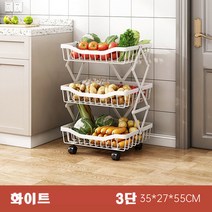 주방접 이식 수납선반 이동식 다용도 이동식 선반3단 4단 5단, 3단, 화이트