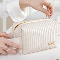 누비 사각 파우치 휴대용 화장품 고급 여행용 메이크업 가방 손가방 손지갑
