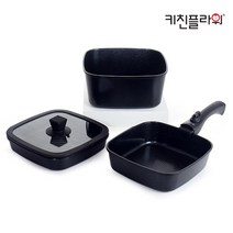 키친플라워 IH 큐브팟 사각냄비5종set(22cm냄비팬 22cm전골팬 22cm프라이팬 멀티핸들 유리뚜껑 손잡이), 블랙