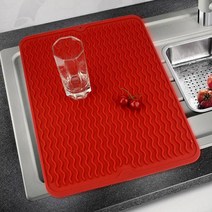 실리콘 웨이브 물빠짐 드라잉매트 식기 건조대 싱크대 건조매트 40*30.5, 실리콘 드라잉 매트 40*30.5, 그레이