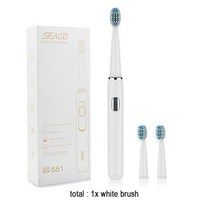 전동 무선 스마트 칫솔 Seago 소닉 SG 1 교체 용 브러시 헤드 4 개 클린 모드 키 작동 음파 진동 방수, 1 white