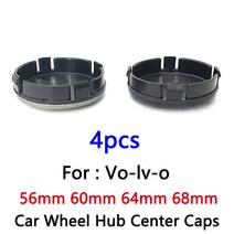 자동차 휠캡 타이어 벨브 커버 튜닝 호환 4pcs/Set 56mm 자동차 휠 허브 센터 캡 림 커버 배지 로고 엠블럼, 02 56mm Silver Blue